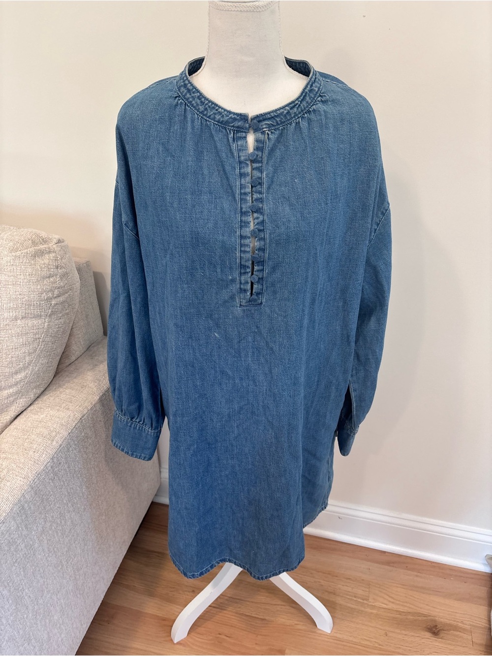 J.Crew Indigo Button-up Shift Dress size large